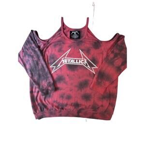 Torrid Metallica Sweatshirt 3X Could Shoulder Red Tie Dye French Terry Plus Size